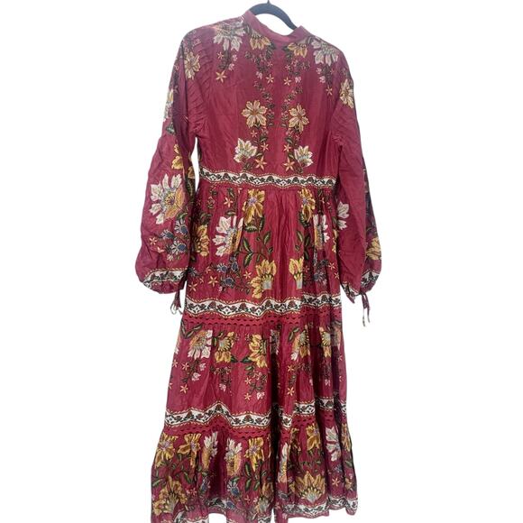 Farm Rio Women's Garden Delight Long Sleeve Midi Dress Size Medium NWT - Picture 7 of 12